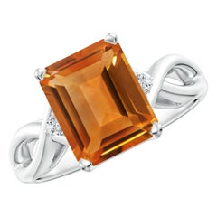 Angara Natural Twist Shank Anello con smeraldo da 3,1 carati con citrino in oro 14K