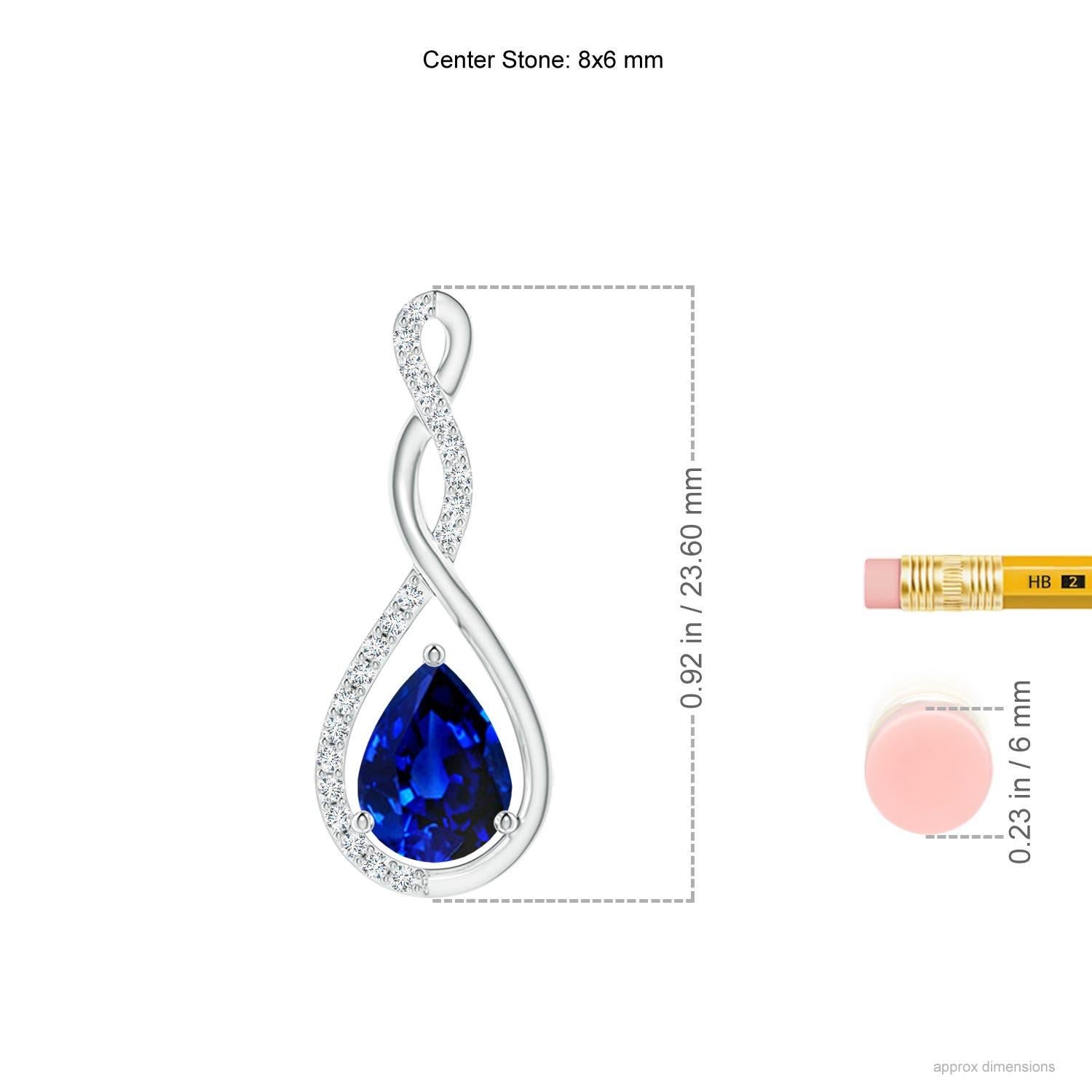 Angara Natural Twisted Unendlichkeit 1,15 ct blauer Saphir Anhänger in 14K massivem Gold (Tropfenschliff) im Angebot