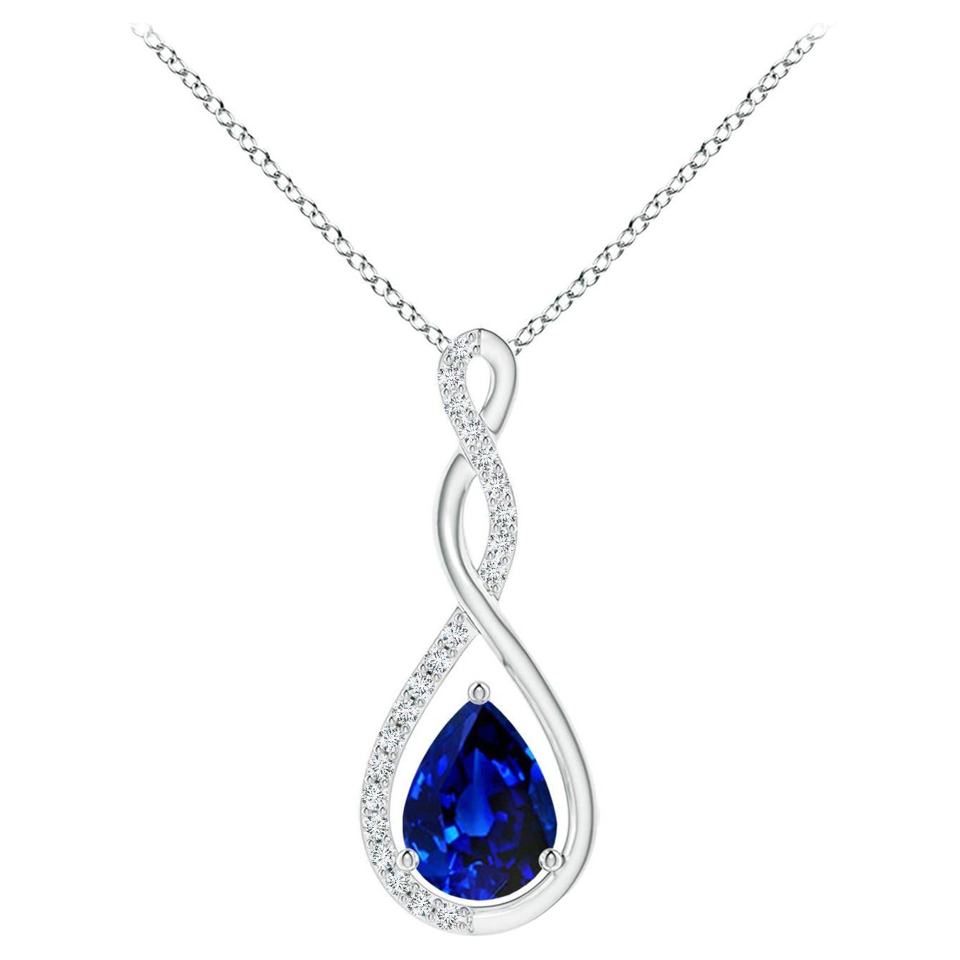 Angara Natural Twisted Unendlichkeit 1,15 ct blauer Saphir Anhänger in 14K massivem Gold im Angebot