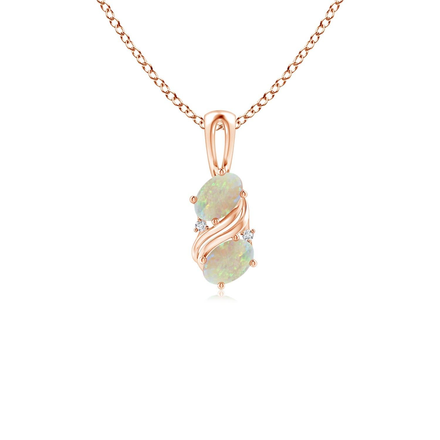 Angara natürlichen zwei Stein Opal Swirl Anhänger in 14K Solid Gold für Frauen im Angebot 2