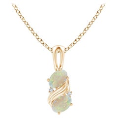 Angara natürlichen zwei Stein Opal Swirl Anhänger in 14K Solid Gold für Frauen