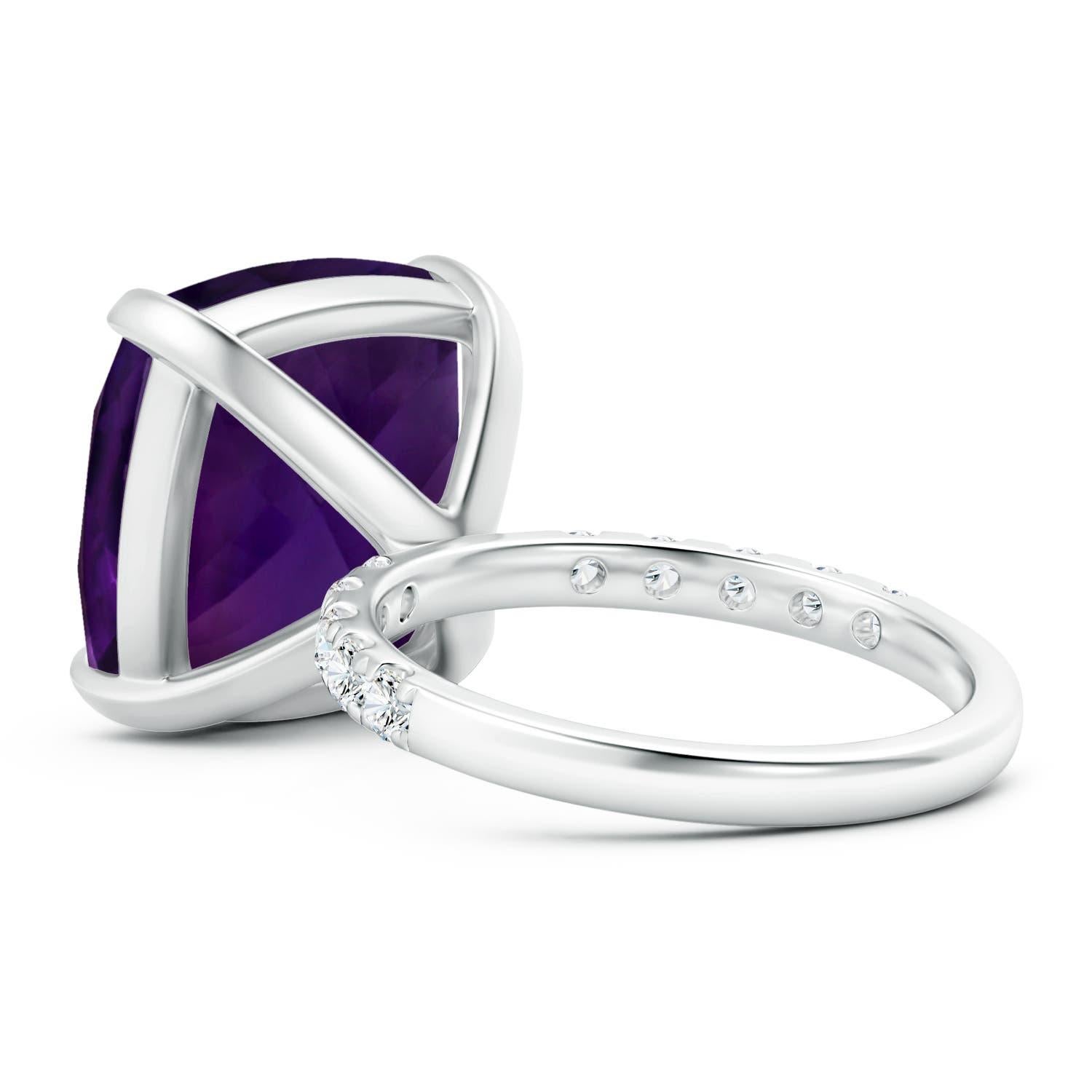 Taille coussin Angara Bague bicolore en or 14 carats avec améthyste coussin certifiée GIA 10,52 ct en vente