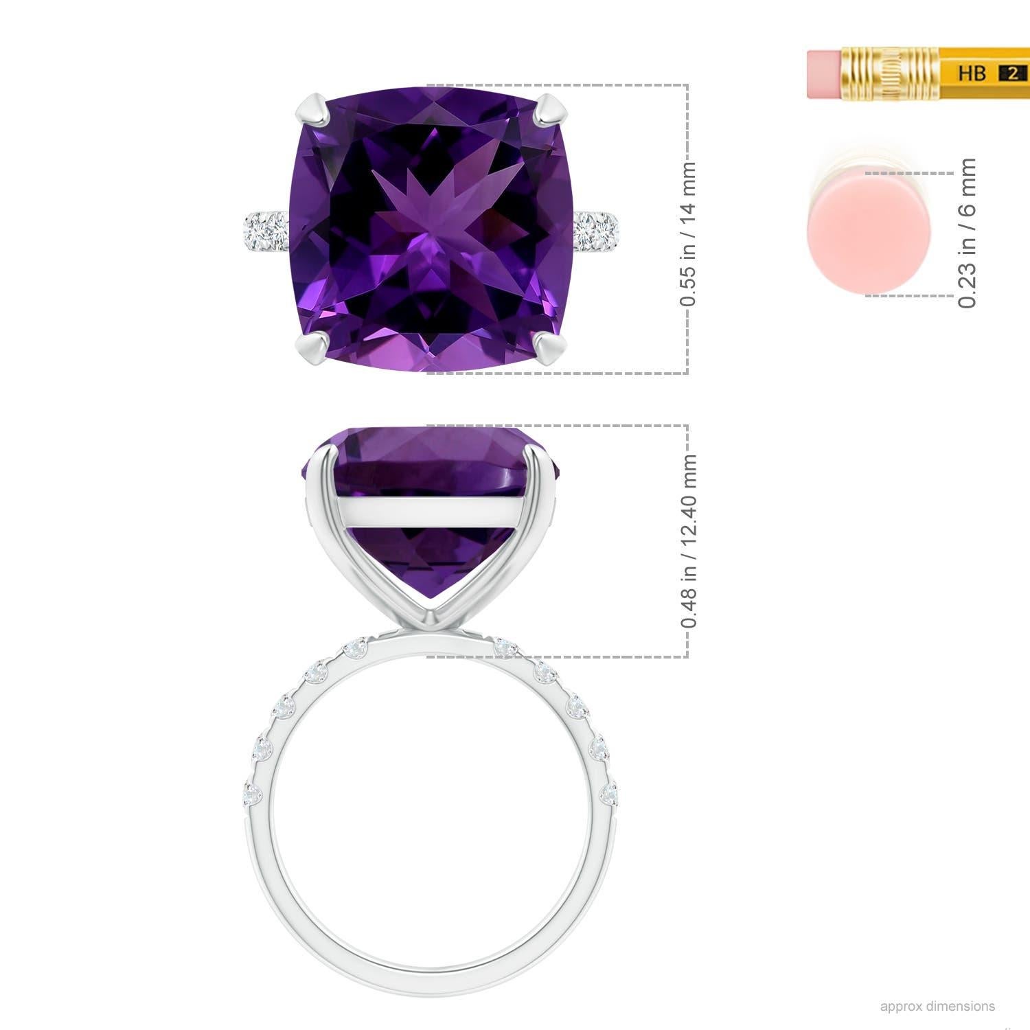 Angara Bague bicolore en or 14 carats avec améthyste coussin certifiée GIA 10,52 ct Pour femmes en vente