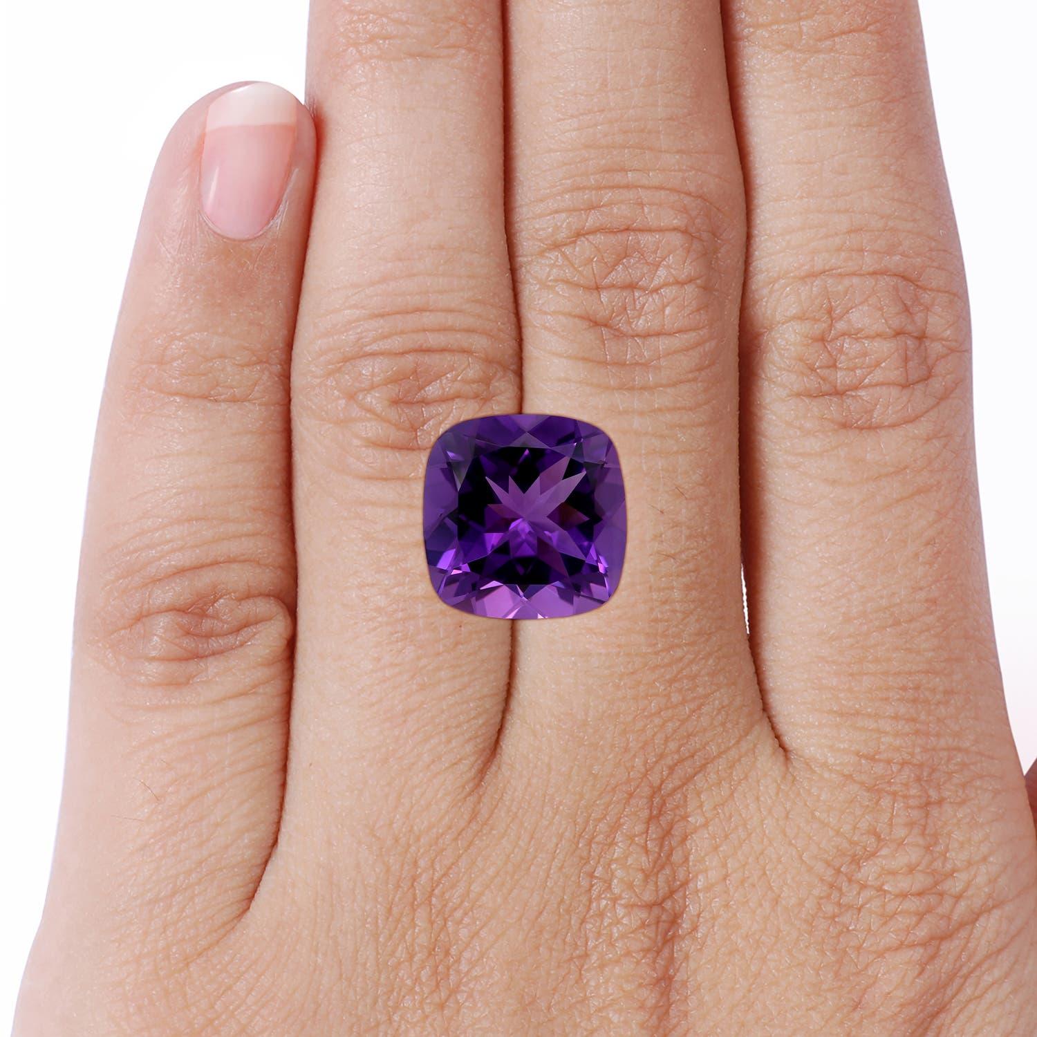 Angara Bague bicolore en or 14 carats avec améthyste coussin certifiée GIA 10,52 ct en vente 2