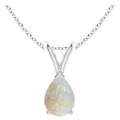 ANGARA Natural V-Bale Pear-Shape 0.42ct Opal Solitaire Pendant in 14K White Gold