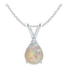 ANGARA Natural V-Bale Pear-Shape 0.70ct Opal Solitaire Pendant in 14K White Gold