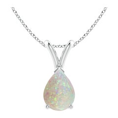 ANGARA Natural V-Bale Pear-Shape 0.70ct Opal Solitaire Pendant in 14K White Gold