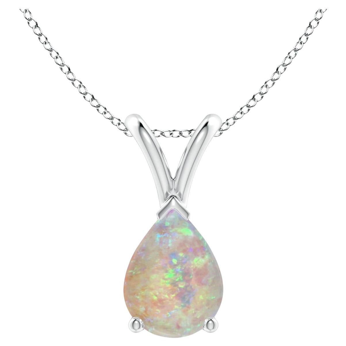 ANGARA Pendentif solitaire en platine avec opale naturelle en forme de poire de 0.70 carat