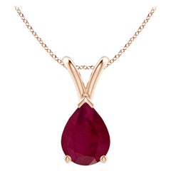 Angara Natural V-Bale Pear-Shaped 1.15ct Ruby Solitaire Pendant in 14K Solid Gol