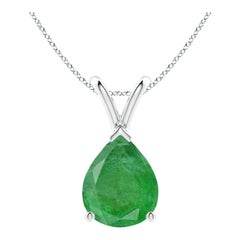Angara Colgante solitario de esmeralda natural en forma de pera en V de 2,2 ct en platino