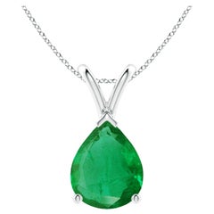 Angara Colgante solitario de esmeralda natural en forma de pera en V de 2,2 ct en platino