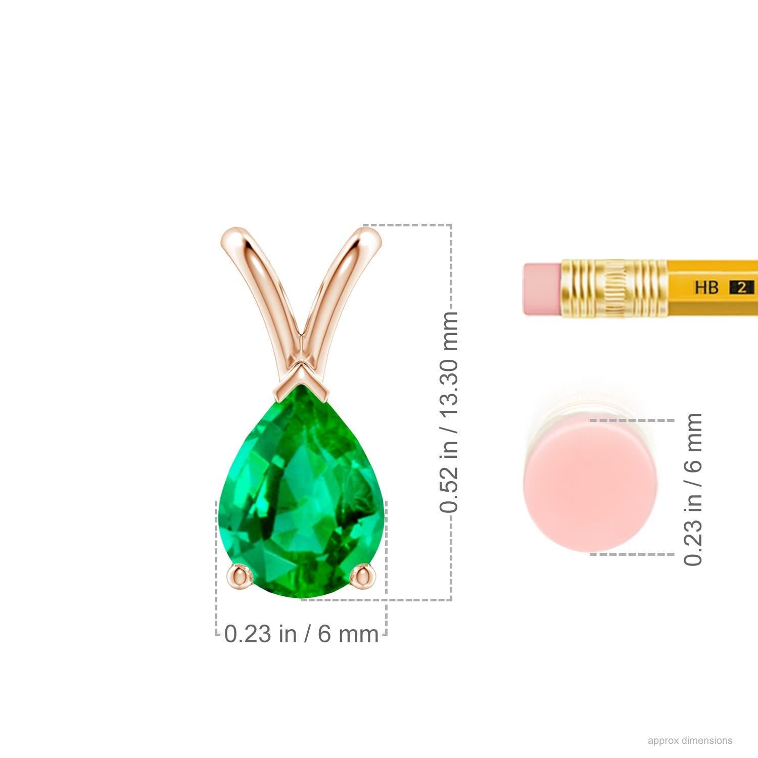 Colgante solitario de esmeralda natural en forma de pera en V de Angara en oro rosa de 14 quilates Corte pera en venta