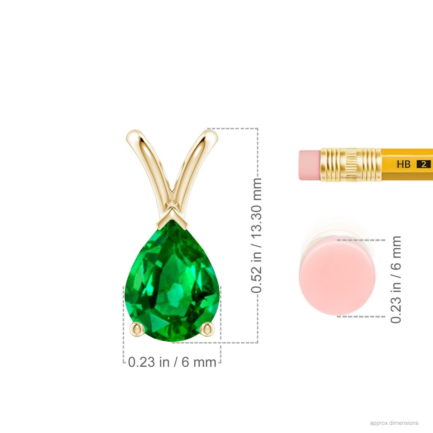 Taille poire Pendentif solitaire en or jaune 14K avec émeraude naturelle en forme de poire Angara V.I.I.I. en vente