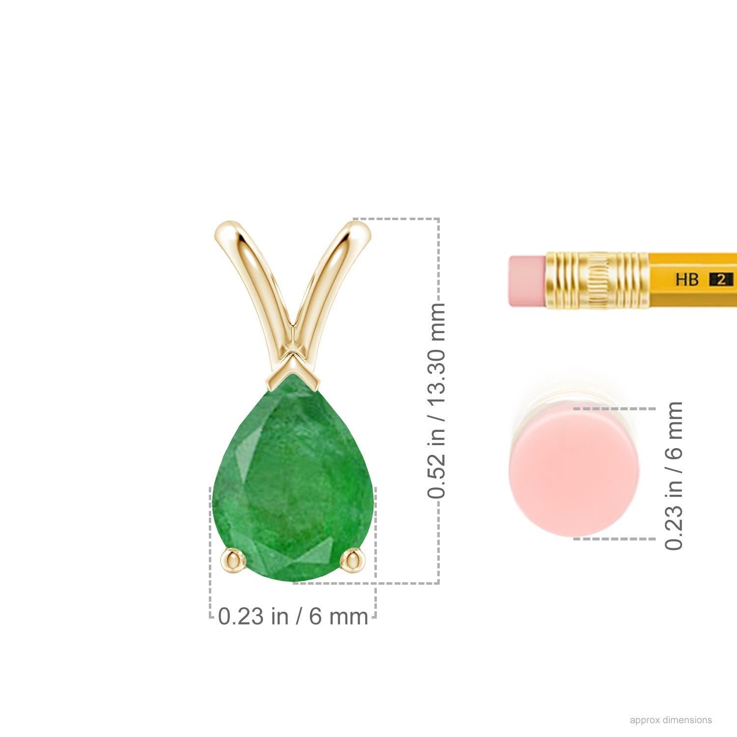 Taille poire Pendentif solitaire en or jaune 14K avec émeraude naturelle en forme de poire Angara V.I.I.I. en vente