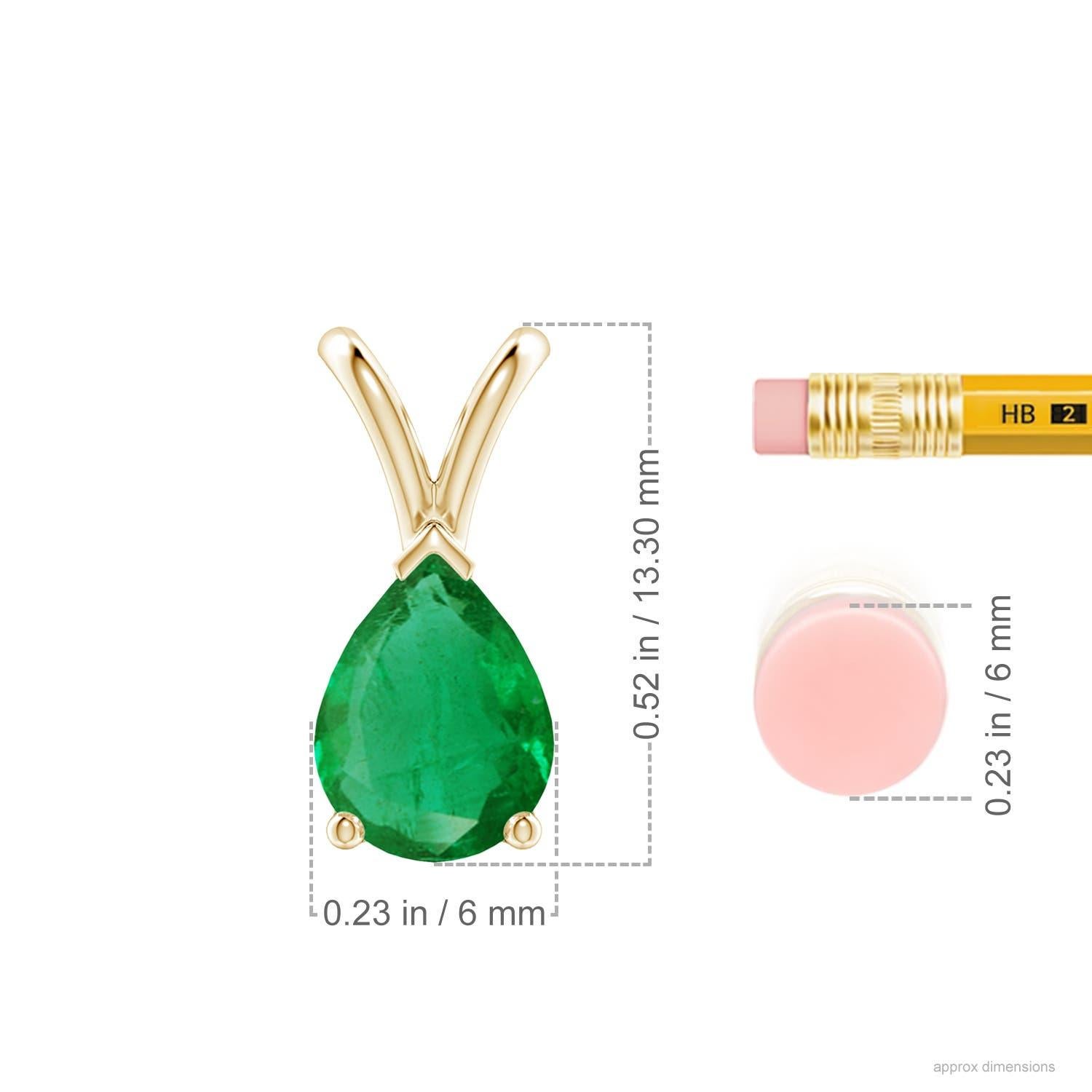 Taille poire Pendentif solitaire en or jaune 14K avec émeraude naturelle en forme de poire Angara V.I.I.I. en vente
