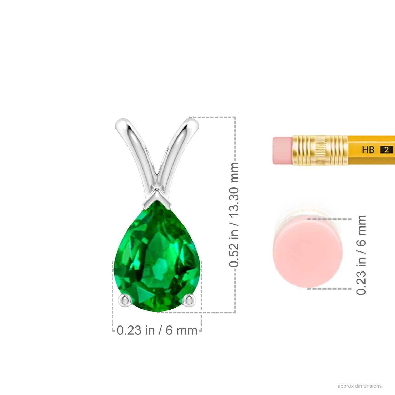 Taille poire Pendentif solitaire en argent sterling en forme d'émeraude naturelle en forme de poire Angara V.I.I.I. en vente