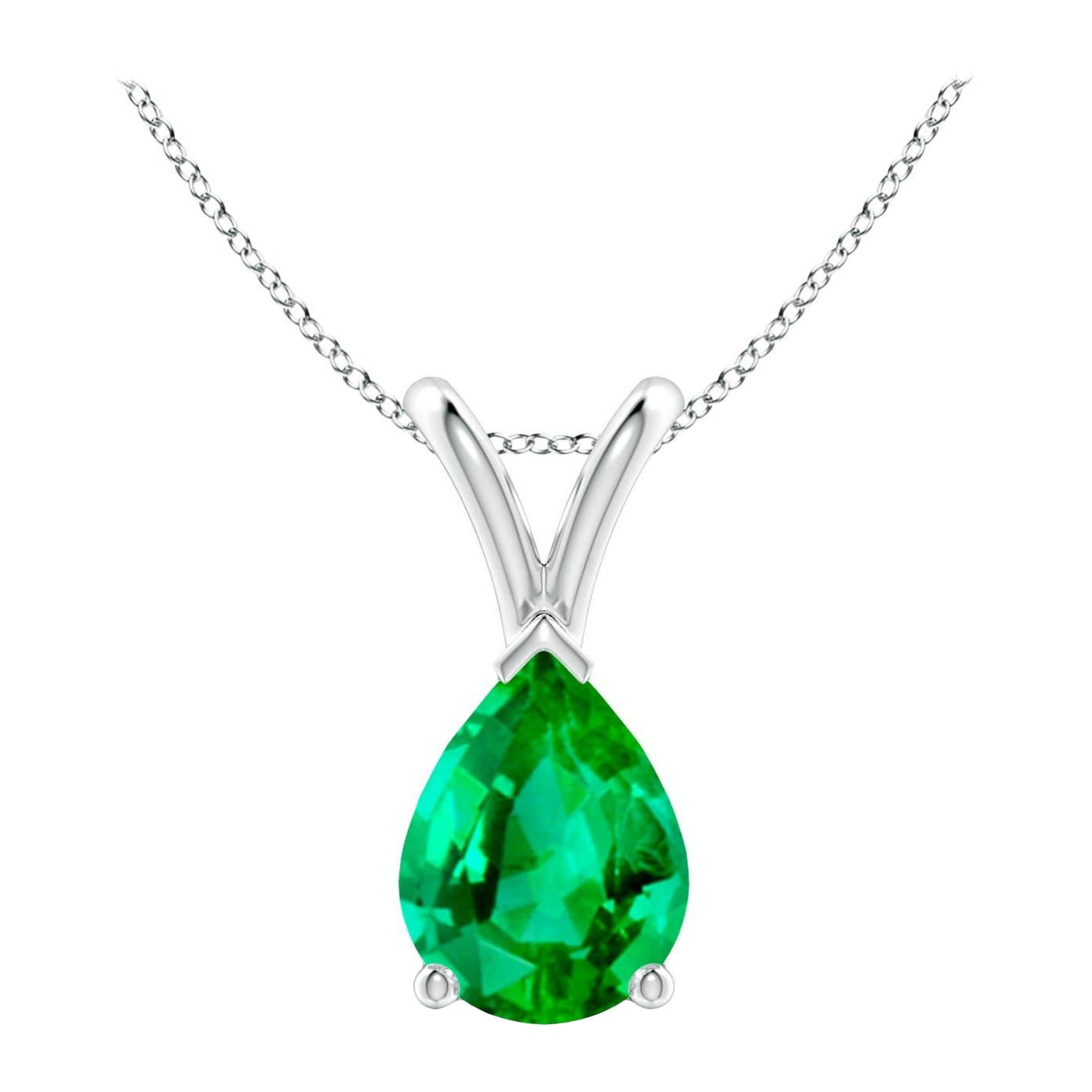 Pendentif solitaire en argent sterling en forme d'émeraude naturelle en forme de poire Angara V.I.I.I.