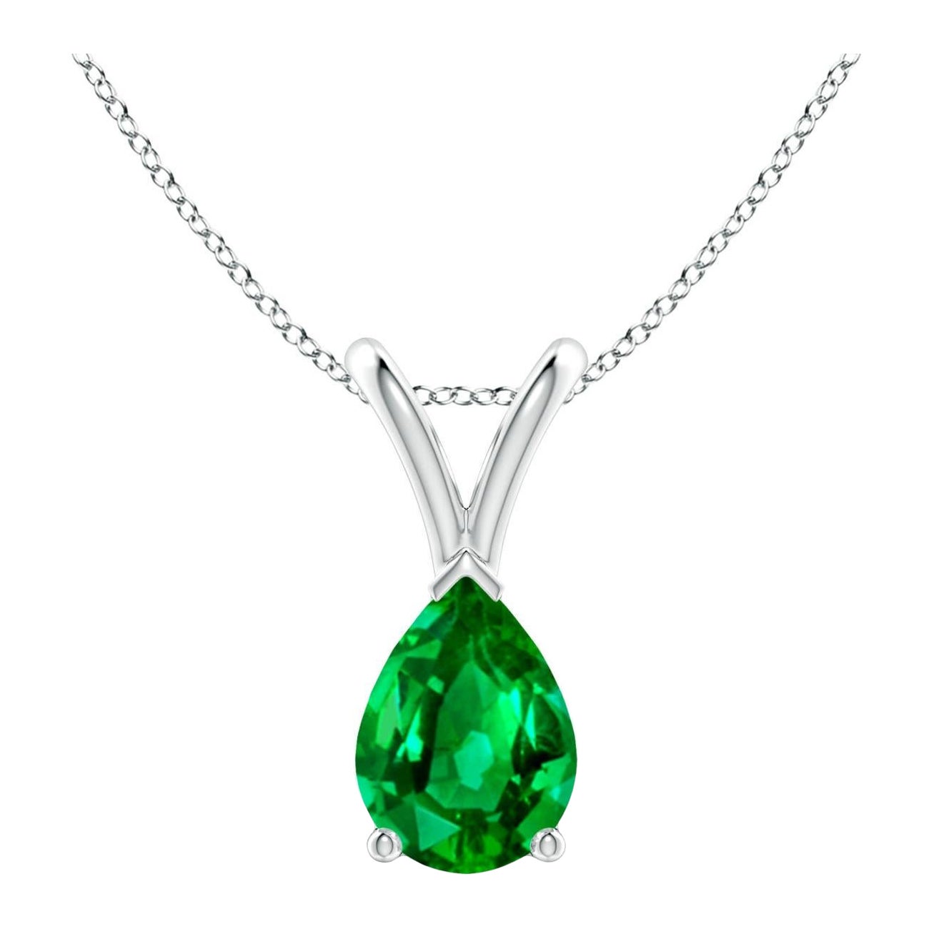 Pendentif solitaire en argent sterling en forme d'émeraude naturelle en forme de poire Angara V.I.I.I.
