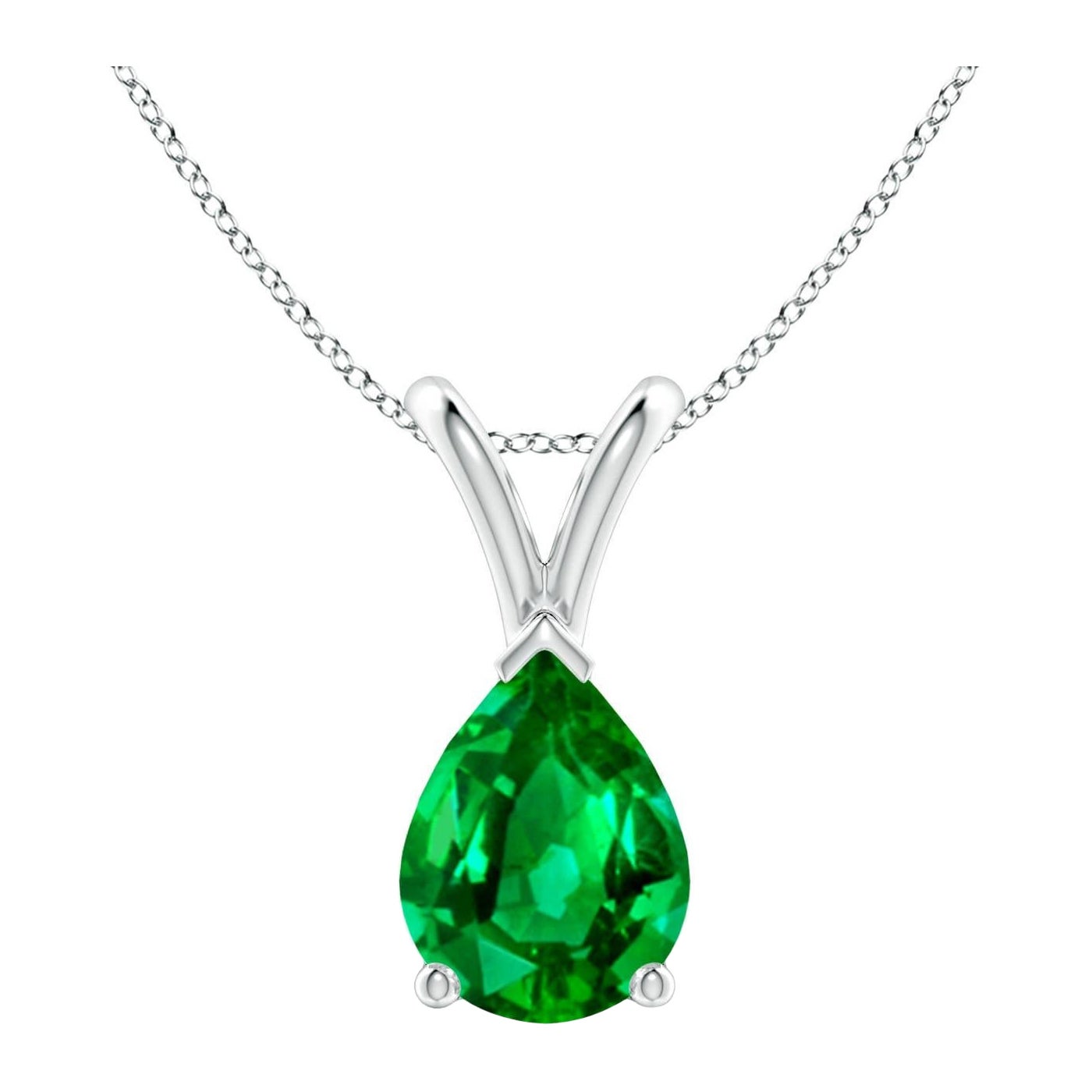 Pendentif solitaire en argent sterling en forme d'émeraude naturelle en forme de poire Angara V.I.I.I. en vente