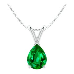 Pendentif solitaire en argent sterling en forme d'émeraude naturelle en forme de poire Angara V.I.I.I.