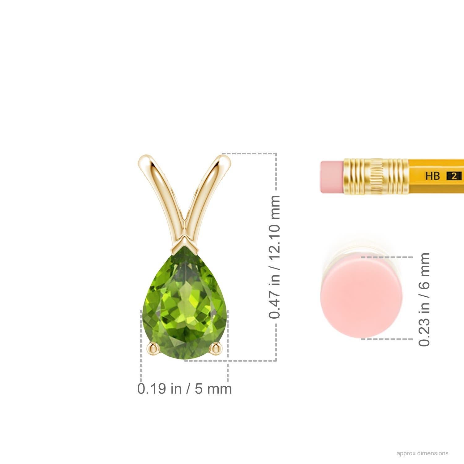 Colgante solitario de peridoto natural en forma de pera en V de Angara en oro macizo de 14 quilates en Nuevo estado para la venta en Los Angeles, CA