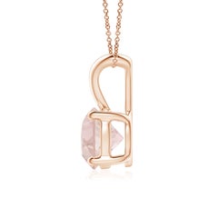 Angara Natural V-Bale Round 1.1 ct Morganite Solitaire Pendant in 14K Solid Gold