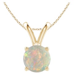 Angara Natural V-Bale Round 1.15 ct Opal Solitaire Pendant in 14K Solid Gold