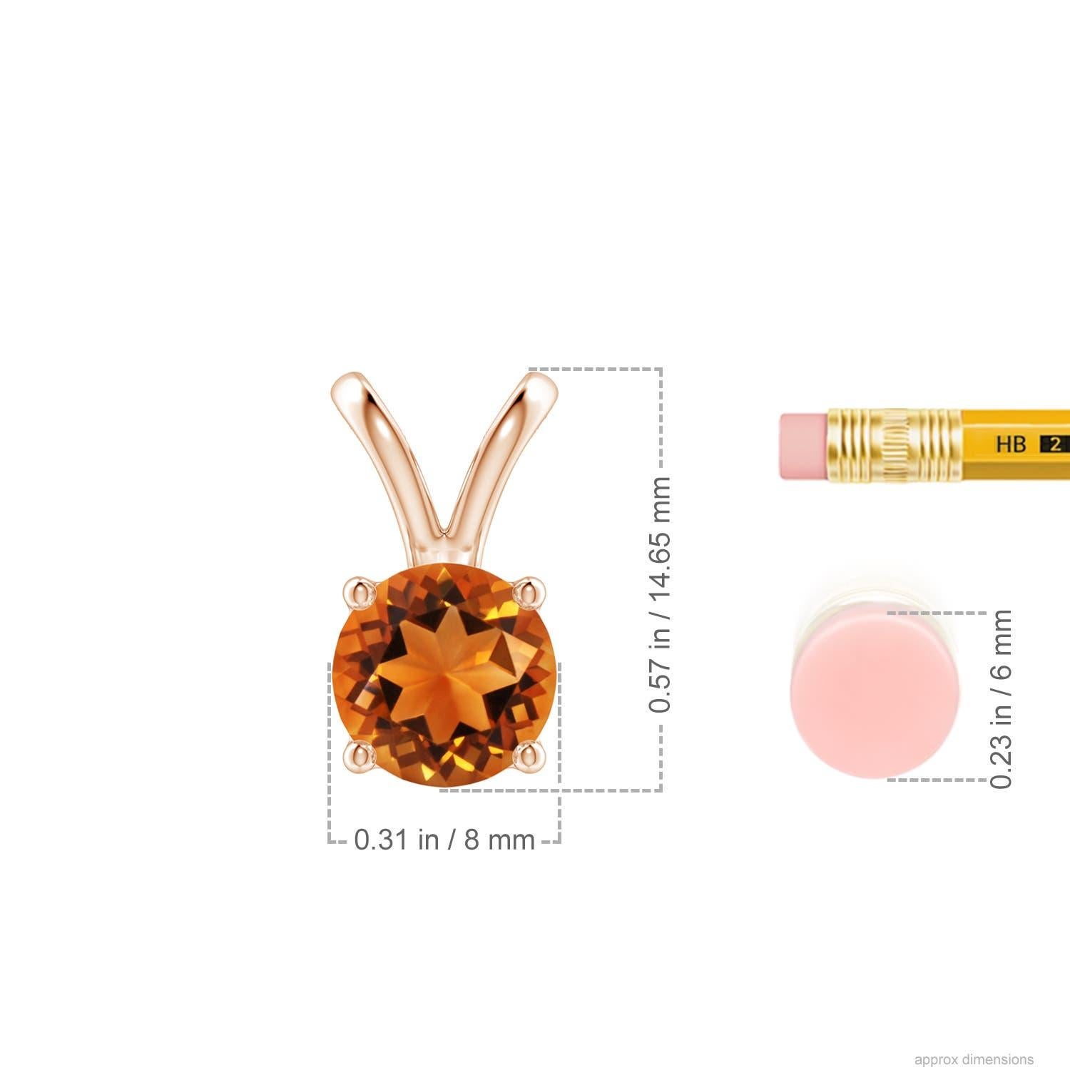 Angara Colgante Solitario de Citrino Redondo en V Natural de 1,7 ct en Oro Macizo de 14 quilates en Nuevo estado para la venta en Los Angeles, CA