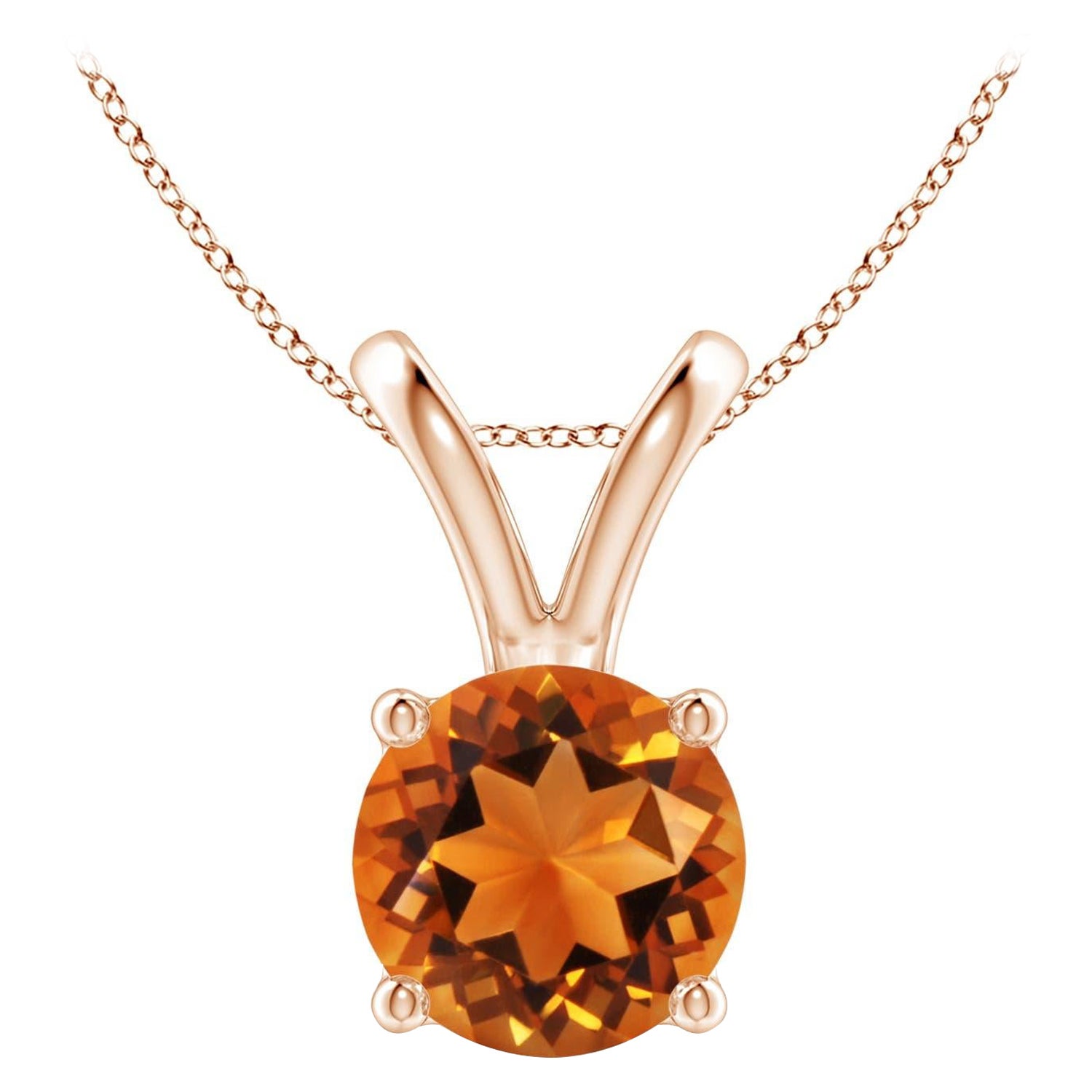 Angara Colgante Solitario de Citrino Redondo en V Natural de 1,7 ct en Oro Macizo de 14 quilates en venta