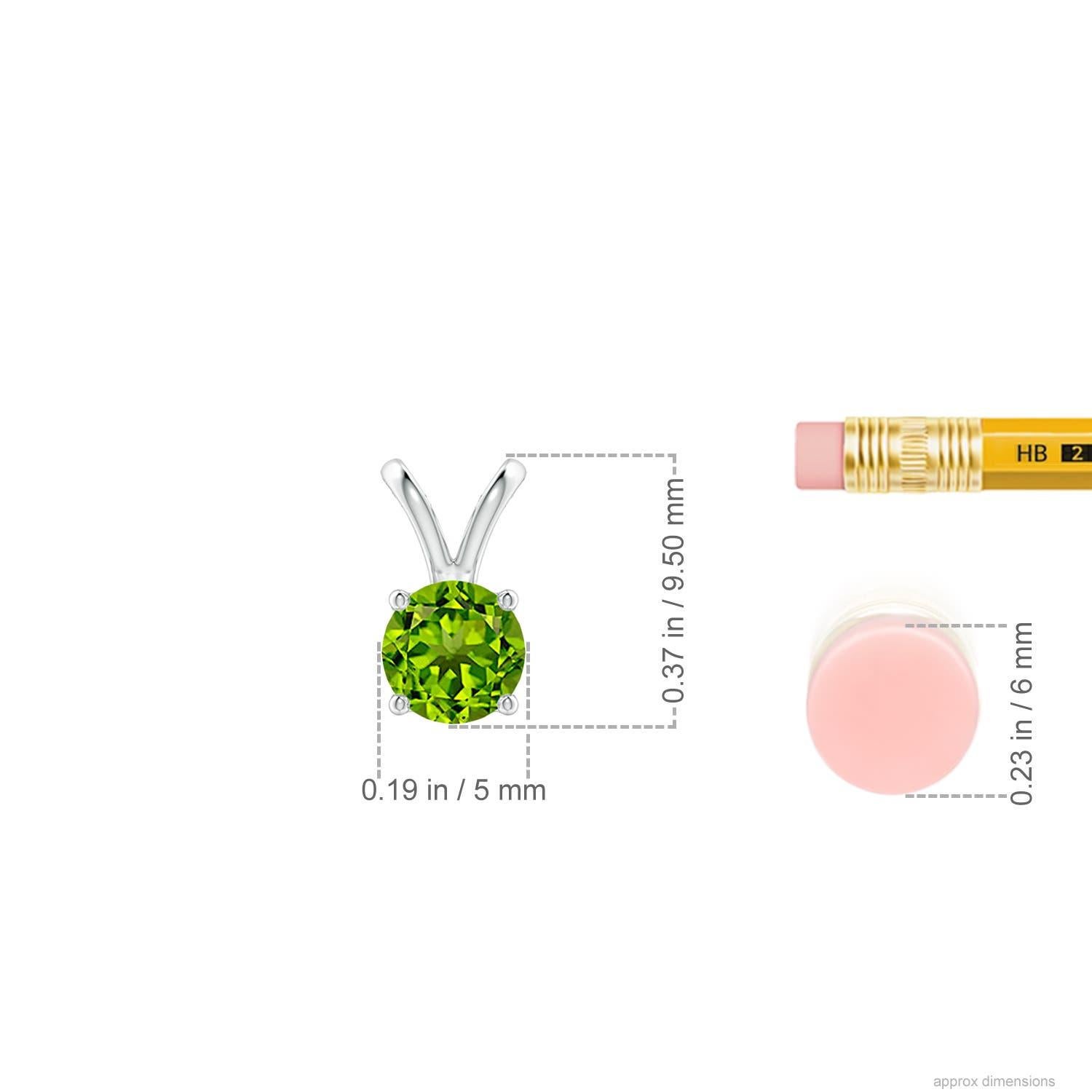 Taille ronde Pendentif solitaire en or massif 14K avec péridot rond naturel en V.I.I.I. en vente