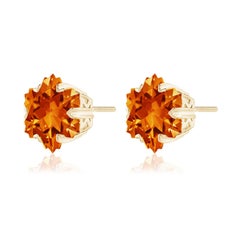 Angara Natural V-Prong-Set 9ct Citrine Stud Earrings in 14K Solid Gold For Women