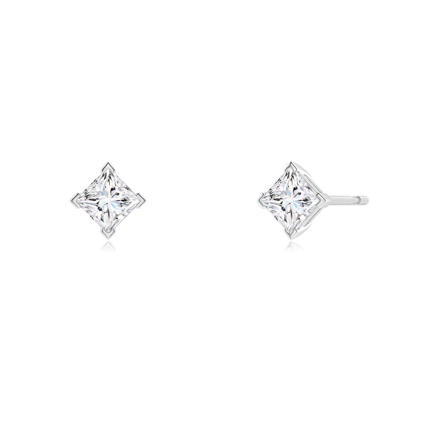 Moderne Angara - Boucles d'oreilles en or massif 14 carats avec diamants de taille princesse sertis en V en vente