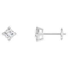 Angara - Boucles d
oreilles en or massif 14 carats avec diamants de taille princesse sertis en V