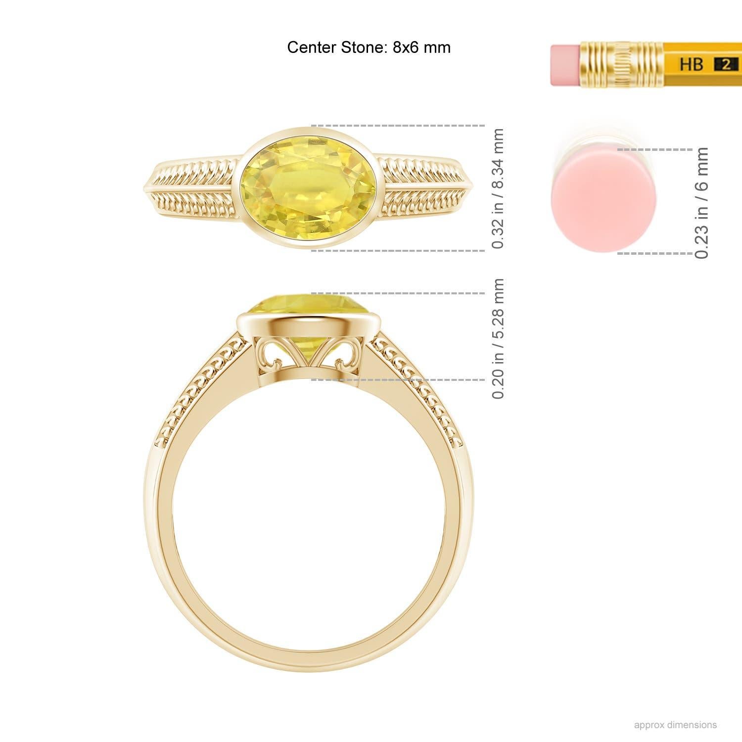 De las mujeres Angara Anillo Natural de Zafiro Amarillo de 1,5 ct en Oro Macizo de 14K de Inspiración Vintage en venta