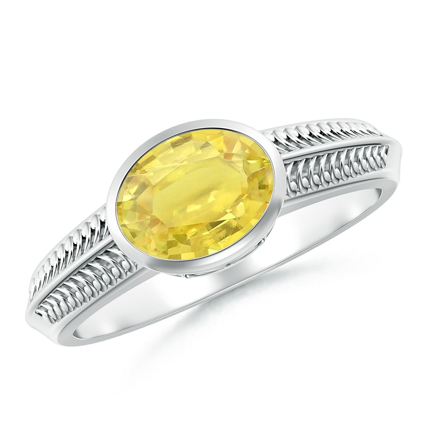 Angara Anillo Natural de Zafiro Amarillo de 1,5 ct en Oro Macizo de 14K de Inspiración Vintage en venta 1