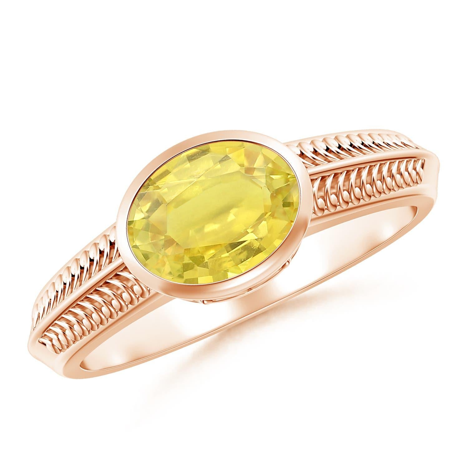 Angara Anillo Natural de Zafiro Amarillo de 1,5 ct en Oro Macizo de 14K de Inspiración Vintage en venta 2