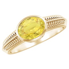 Angara Natural Vintage Inspired 1.5 ct Yellow Sapphire Ring in 14K Solid Gold (Bague saphir jaune en or massif 14K)