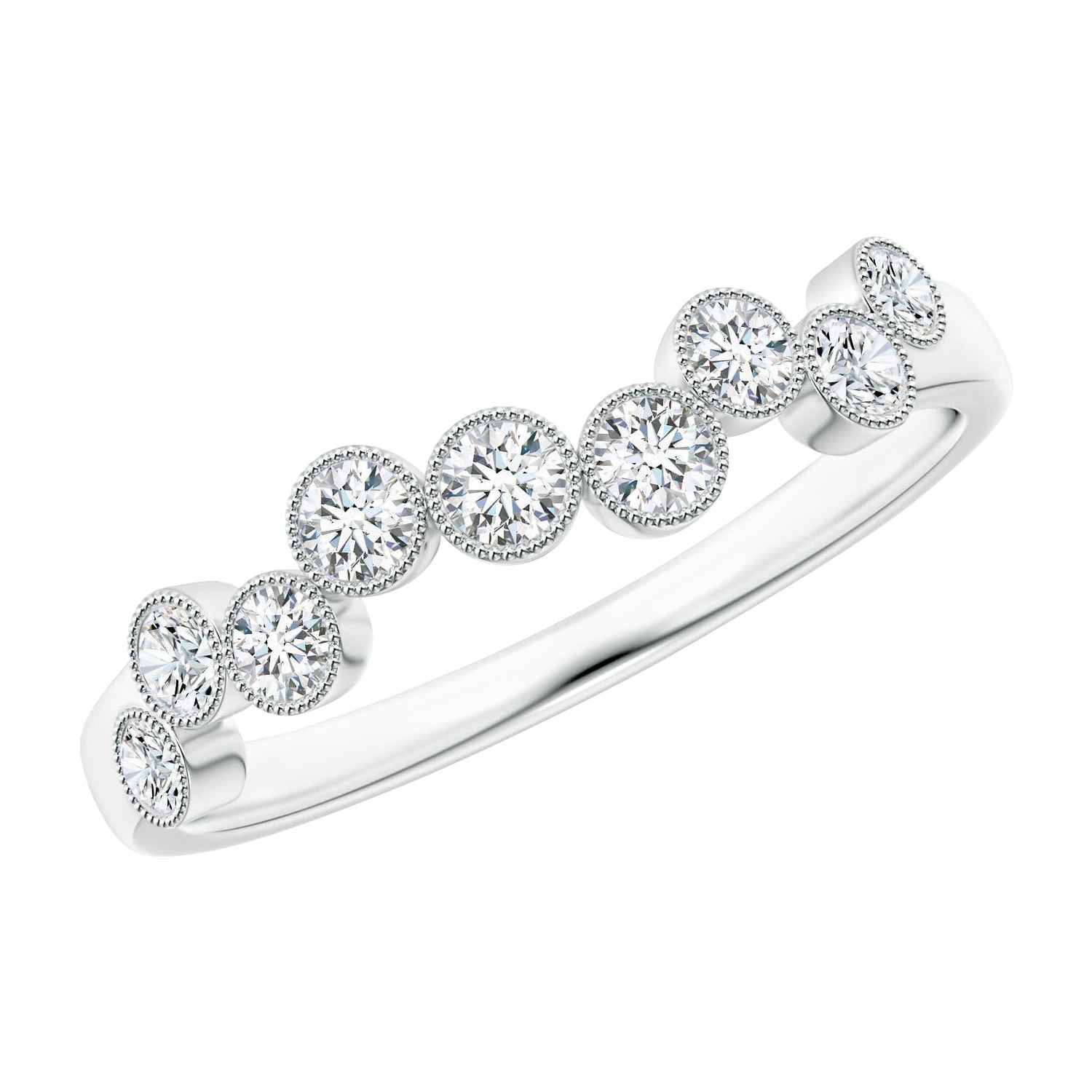 Anillo de moda con diamantes engarzados en bisel de oro macizo de 14 quilates de inspiración vintage natural Angara