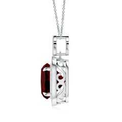 Angara 14K Gold 4.2ct Natural Garnet Diamond Halo Pendant Necklace