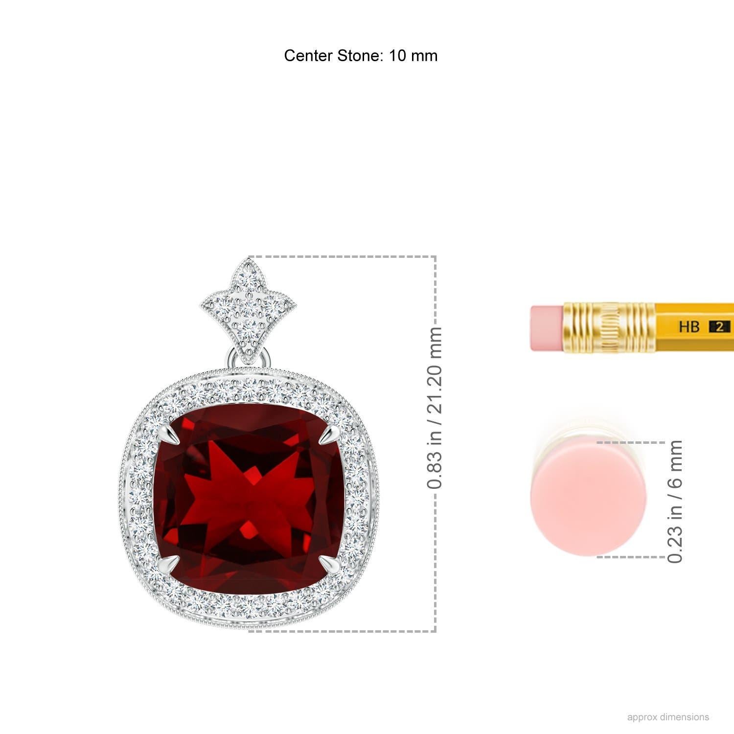 Taille coussin Angara Natural Vintage Inspired Cushion 4.2 ct Garnet Halo Pendant in 14K Gold en vente