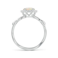 Angara Natural Vintage Inspired Opal Flower and Vine Ring in 14K Solid Gold