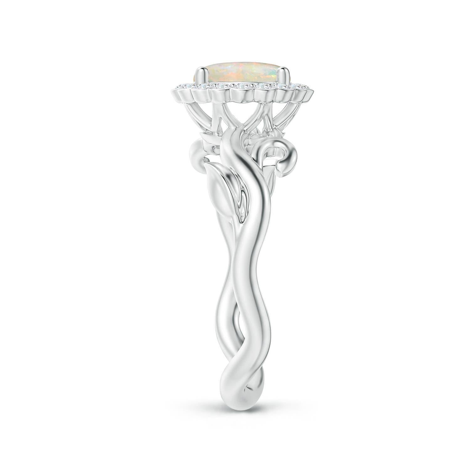 Angara natürlichen Vintage inspiriert Opal Blume und Rebe Ring in 14K massivem Gold (Rundschliff) im Angebot