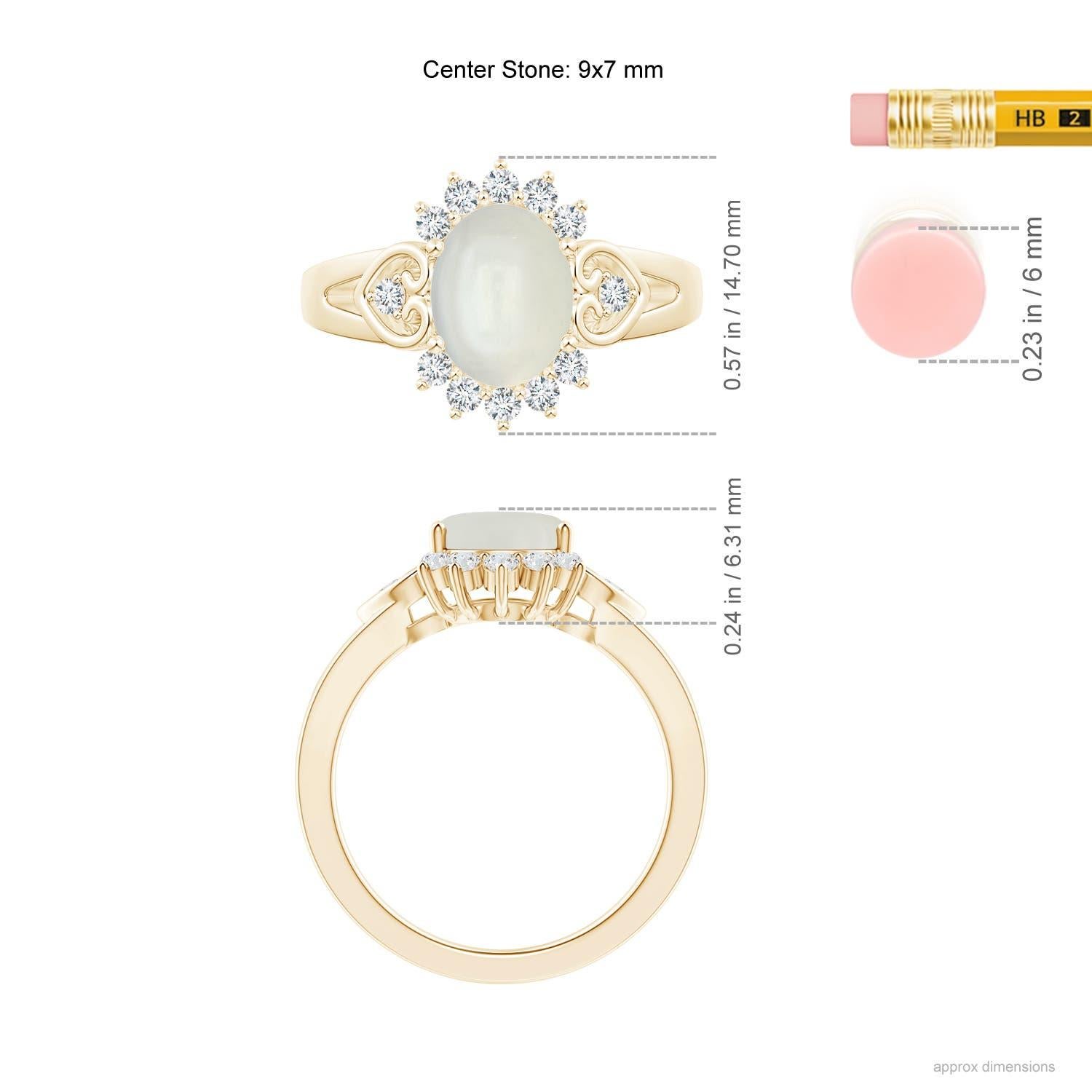 Angara Natural Vintage Inspired Oval 1.7ct Moonstone Halo Ring in 14K Solid Gold (Bague de halo en pierre de lune ovale d'inspiration vintage) Pour femmes en vente