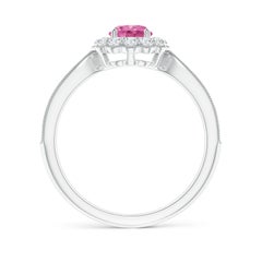 Angara natürlichen Vintage inspiriert rosa Saphir Ring mit Halo in 14K massivem Gold