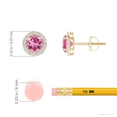 Angara Natural Vintage-Inspired Round Pink Tourmaline Stud Ears in 14K Gold (Boucles d'oreilles tourmaline rose ronde d'inspiration vintage)
