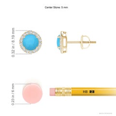 Orecchini a perno con turchese rotondo d'ispirazione vintage di Angara in oro 14 carati