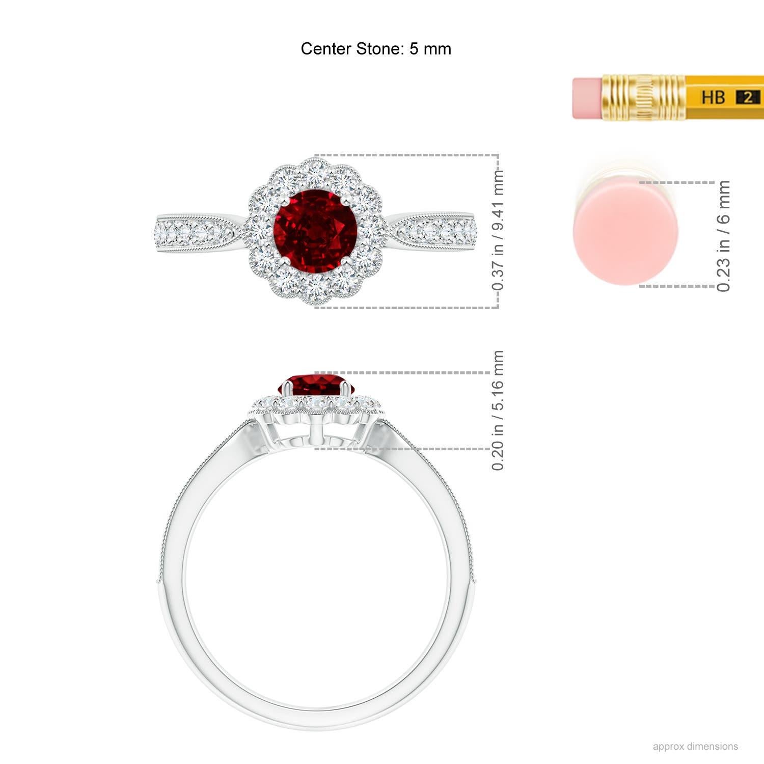 Angara Natural Vintage inspiriert Rubin Ring mit Diamant Halo in 14K massivem Gold Damen im Angebot
