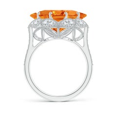 Angara Anillo Natural de Citrino de 7 ct Cuadrado de Inspiración Vintage con Diamantes Oro de 14K