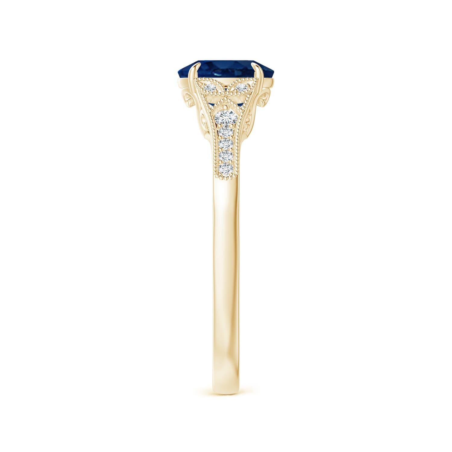 Angara natürlichen Vintage ovalen Saphir Solitär Verlobungsring in 14K massivem Gold (Ovalschliff) im Angebot