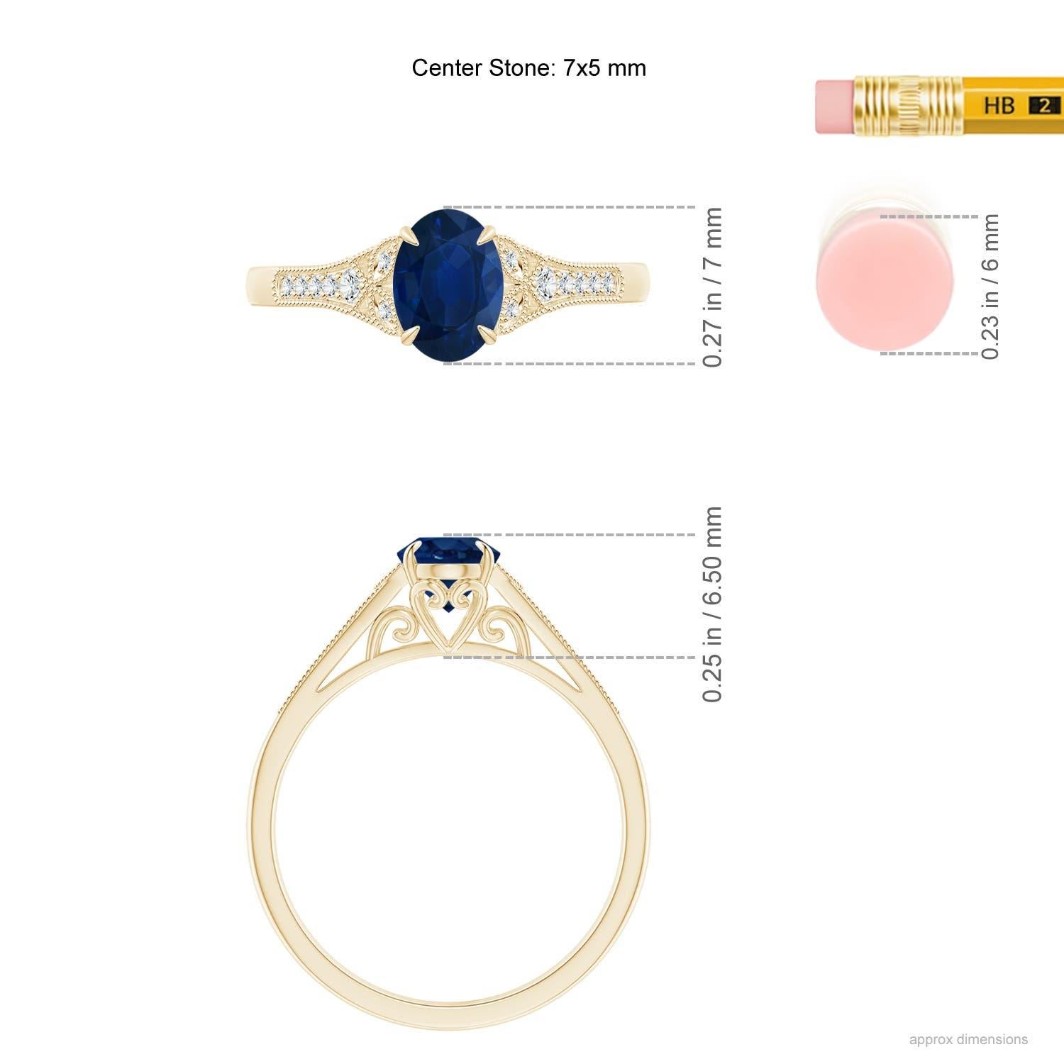 Angara natürlichen Vintage ovalen Saphir Solitär Verlobungsring in 14K massivem Gold im Angebot 1